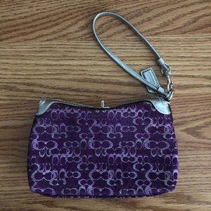 Coach Purple and Silver Glitter Wristlet